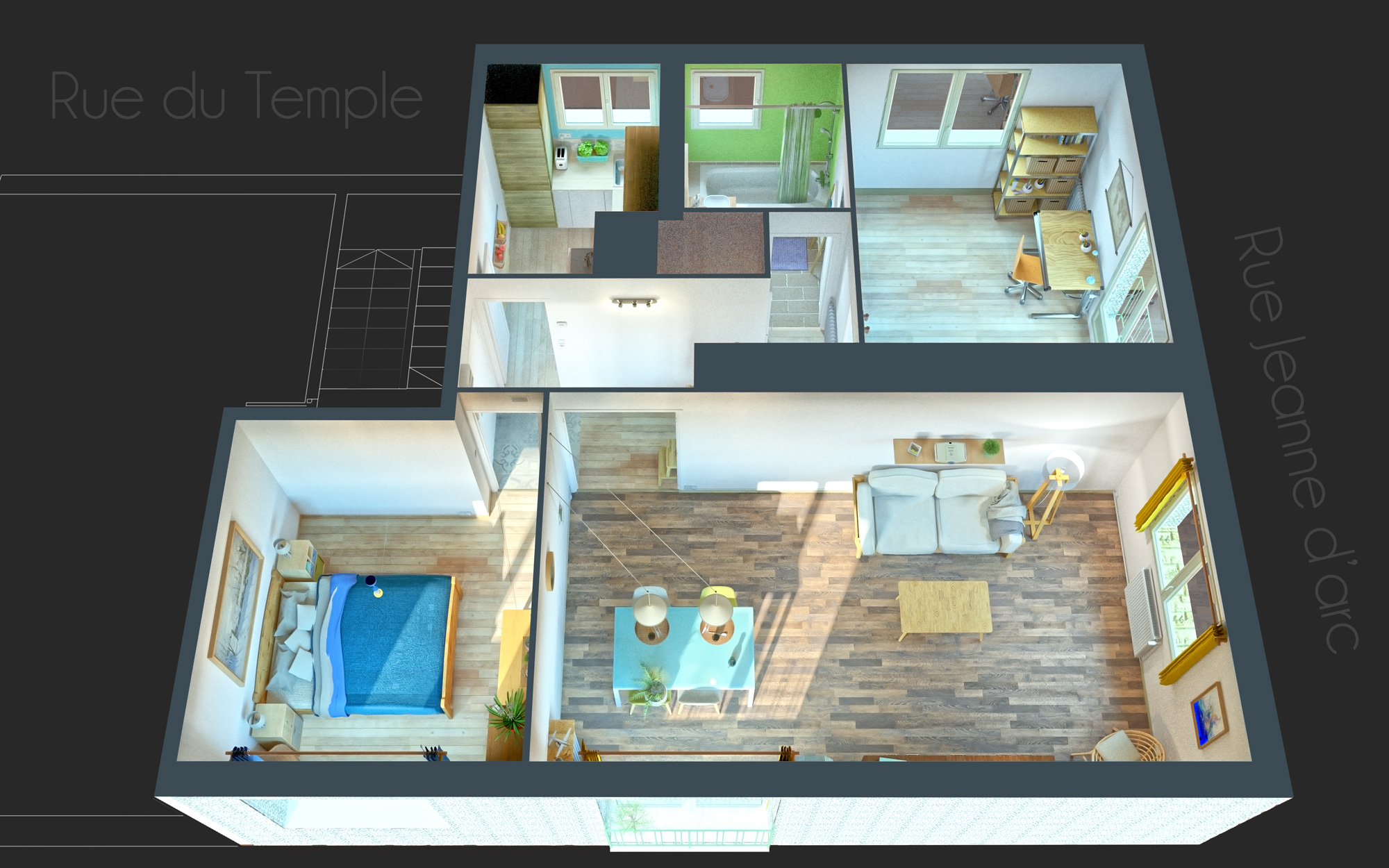 Appartement 77 : Plan de vente jardin