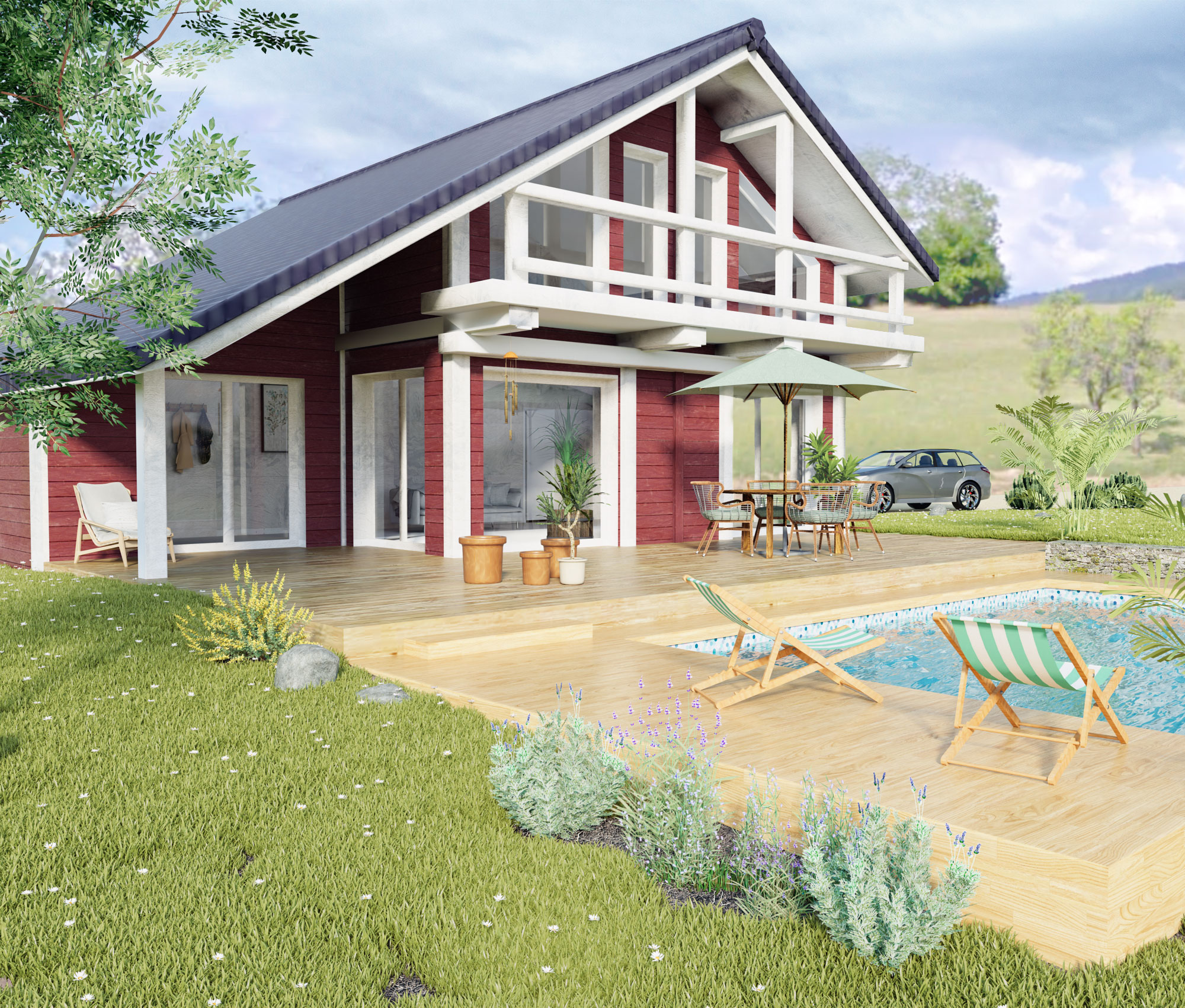 Comparaison chalet après